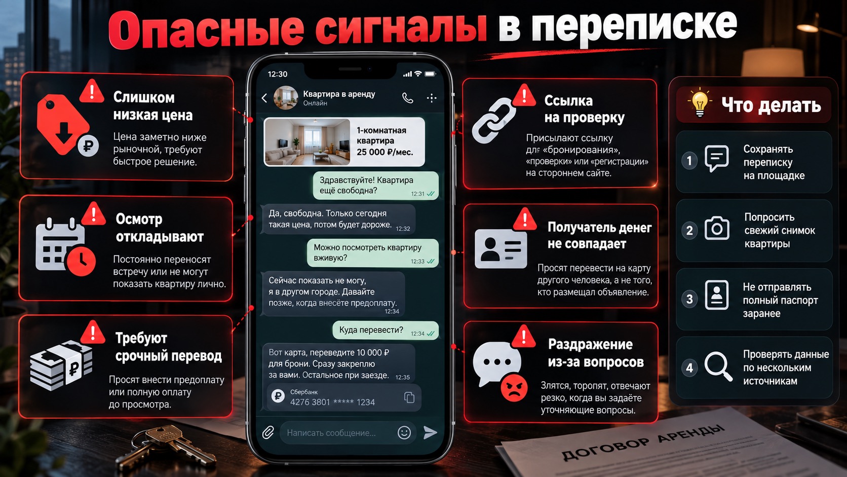 Опасные сигналы в переписке о квартире.